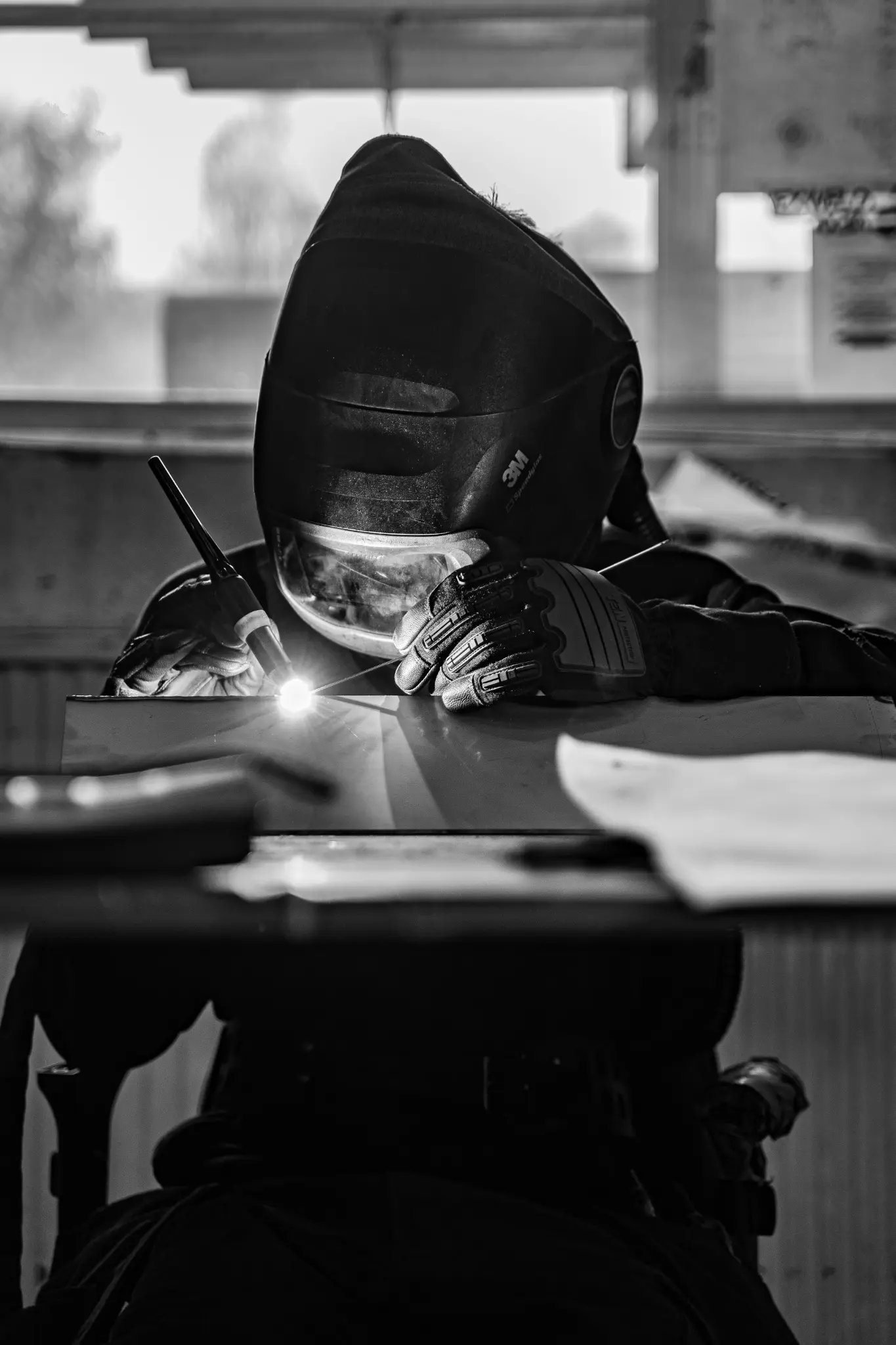 Welder at work on a jobsite